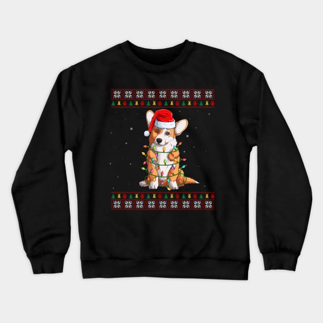 Corgi Santa Christmas Tree Lights Xmas Gift For Dog Lovers Crewneck Sweatshirt by _So who go sayit_